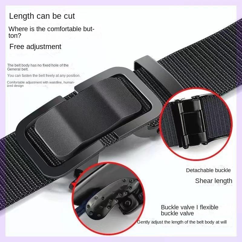 Toothless Nylon Canvas Belt Outdoor Simple Casual All-Match Men's Leather Belt Youth Belt