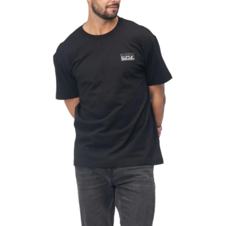 Emporio Armani EA7 Round Neck Letter Print Pullover Short Sleeve T-Shirt Men Tops Black 6RPT01PJNVZ1200