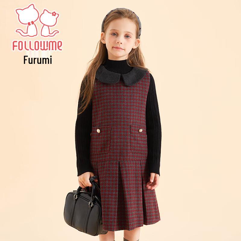 Девочковое клетчатое платье-жилет без рукавов 140