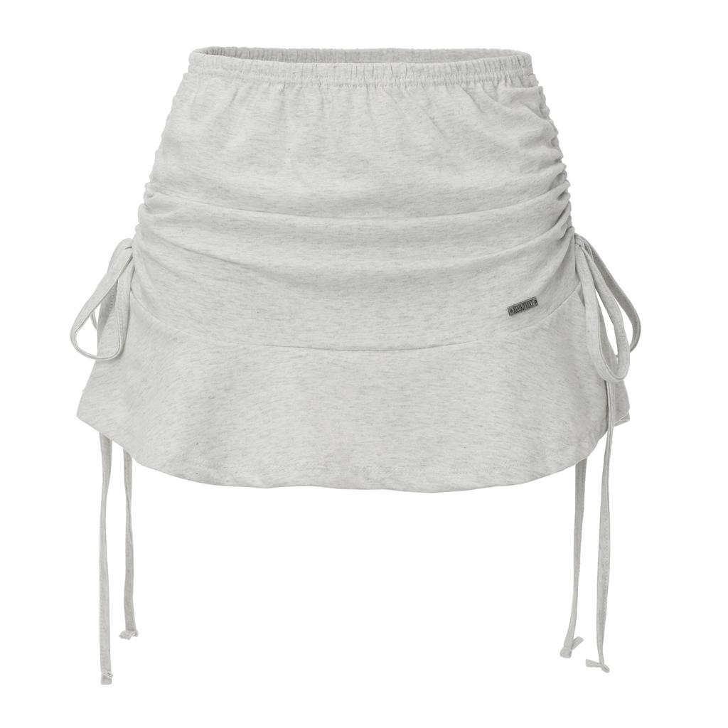 Kakipointeu Ribbon Shirring Skirt (Melange)