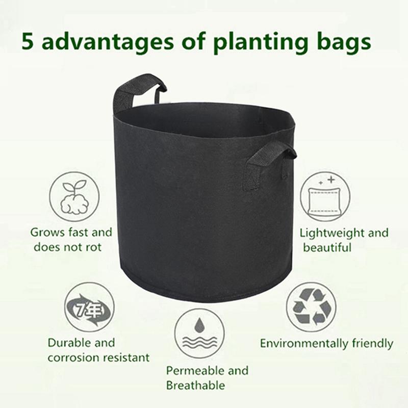 Black Felt Plant Bag Outdoor Garden Plant Grow Bag Potato Tomato Vegetable Planting Container Planters Planting Pot Accessories