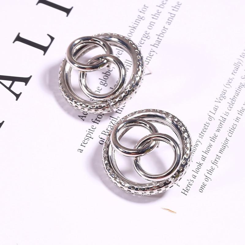 Fashion Exaggerated Circle Stud Earrings, Punk Style Geometric Earrings, Metal Ear Jewelry