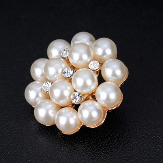 Flower Rhinestone Imitation Pearl Brooch Pin DIY Bridal Wedding Bouquet Decor