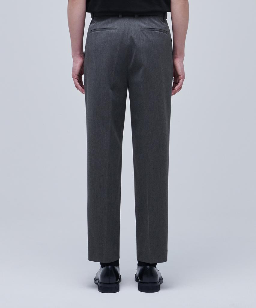 MUSINSA STANDARD Recycled One-Tuck Relaxed Tapered Hidden Banding Crop Slacks [Medium Grey]