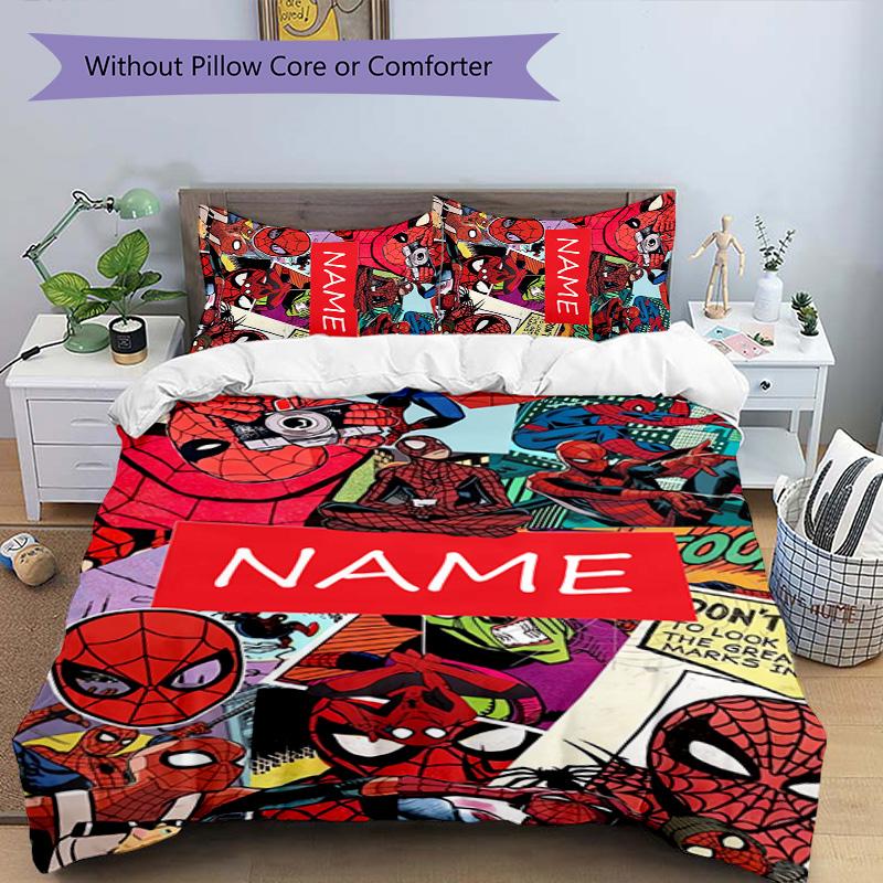 3pcs Spider Man3 Cover Set - Personalized Name, HD Printed Bedding with 1 Cover and 2 Pillowcases - Perfect for Home Decor, Easy Care