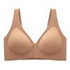 Front Buckle Seamless Plus Size Bra: Side Support, Wire-Free, Anti-Sagging Design.