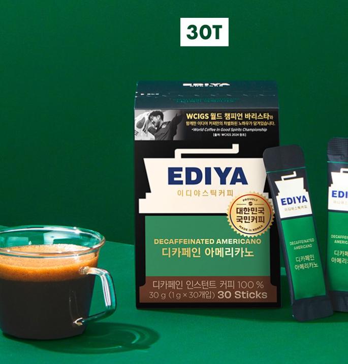 EDIYA Kafeinsiz Americano Kahve Çubukları 30 Adet | Pürüzsüz ve Zengin Lezzet