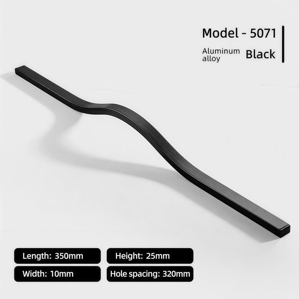 Aluminum Alloy Cabinet Pull Handle Multiple Sizes Brushed Wardrobe Door Pull Long-bar Sleek Curved Furniture Handle