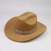 European and American Men's and Women's Western Cowboy Top Hats, Colored Diamonds, Gems, Hollow Felt Hats, Stage Performances, Festival Jazz Hats