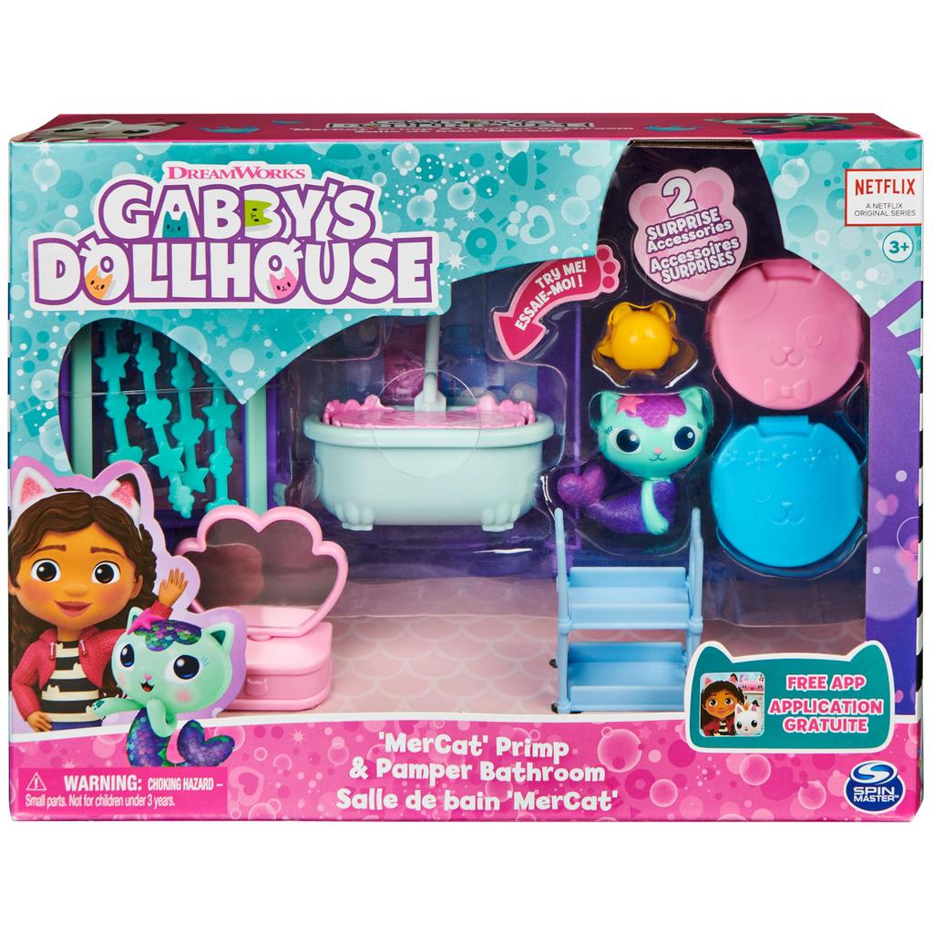 Gabby's Dollhouse Primp and Pamper Bathroom with Mercat Figure (Parallel Import)