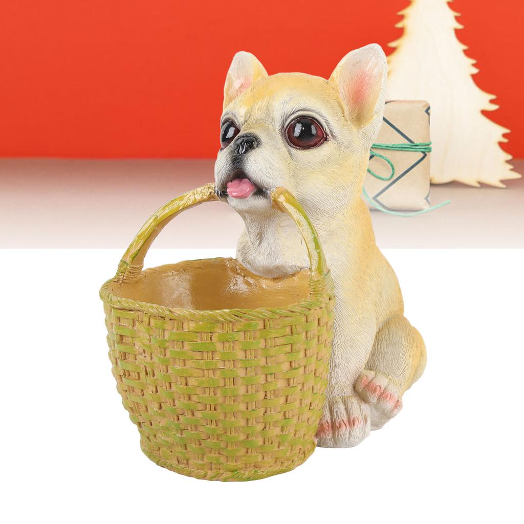 Cute Dog Ornament Entry Key Storage Basket Puppy Statue for Living Room Entrance   Decoration