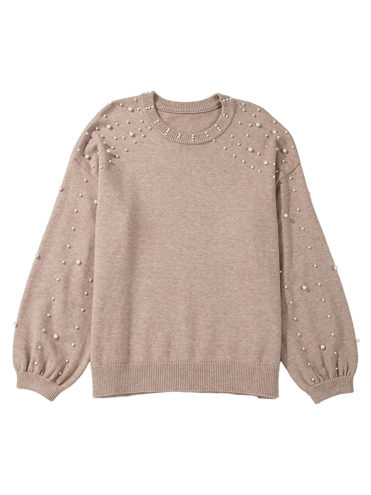 

Shiying Вязаный свитер с круглым вырезом и бисером - Женский зимний пуловер большого размера, европейский/американский стиль. 3XL хаки