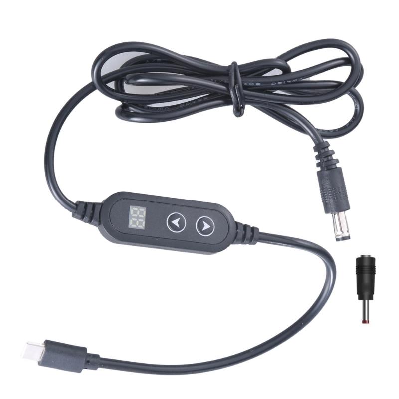 Adjustable Voltages USB C To Dc5525 Charging Cable With 1Connector Tip For PD Fast Charging 5V9V12V15V20V Output Adapter Cord