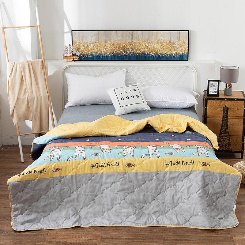 2025 Summer Thin Blanket Printing Bed Quilt Summer Cool Quilt Double Blankets Comforters Skin-friendly Cotton Thin Quilt Soft Bedding Home Textile