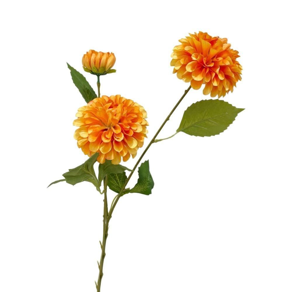 3 Heads Simulation Hydrangea Oil Painting Texture Autumn Daisy Style Artificial Flower Branch Studio Shooting Prop Long Branch