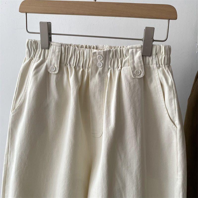 Plus Size Women's High Waist Cropped Harem Pants - Spring Style, Elastic Waist, Loose Casual Fit