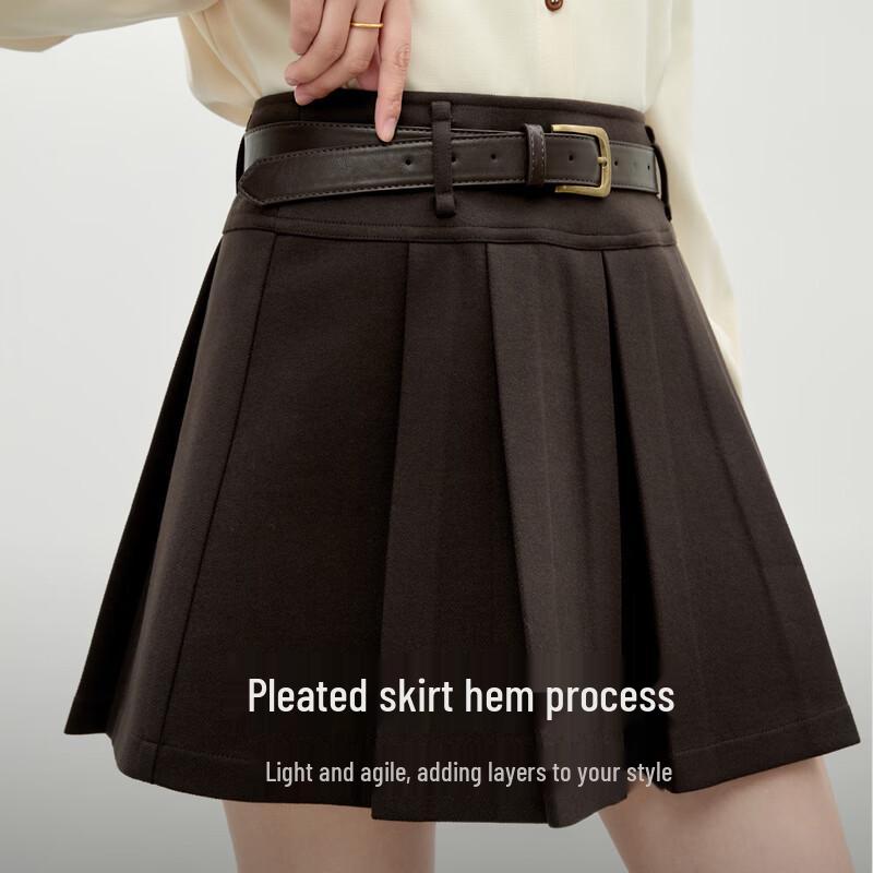 Qiusui Yiren Pleated A-Line Short Skirt