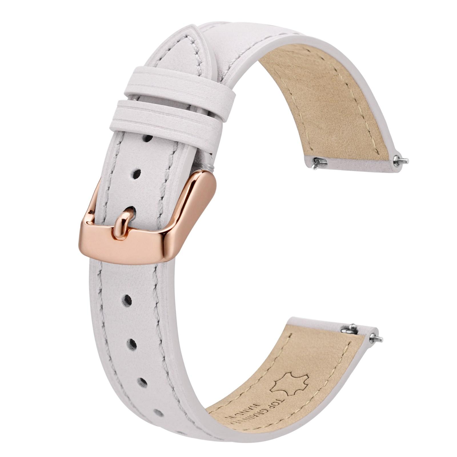 Leder Uhrenarmband für Damen, 12mm 14mm 15mm 16mm 18mm 20mm Uhrenband Schnellwechsel Ersatzarmband 16mm beige