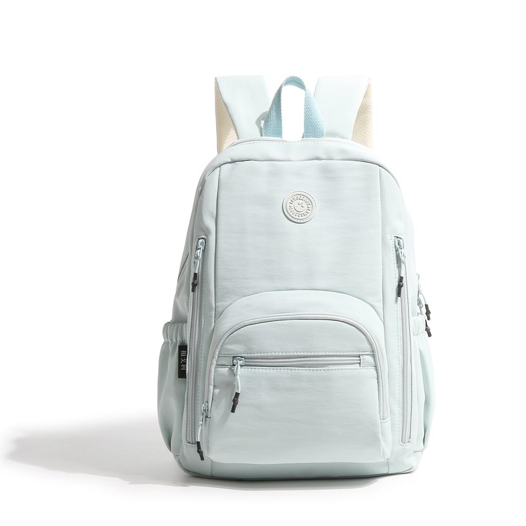Schoolbag new solid color backpack women's simple large-capacity waterproof nylon bag trendy fashion simple casual student schoolbag