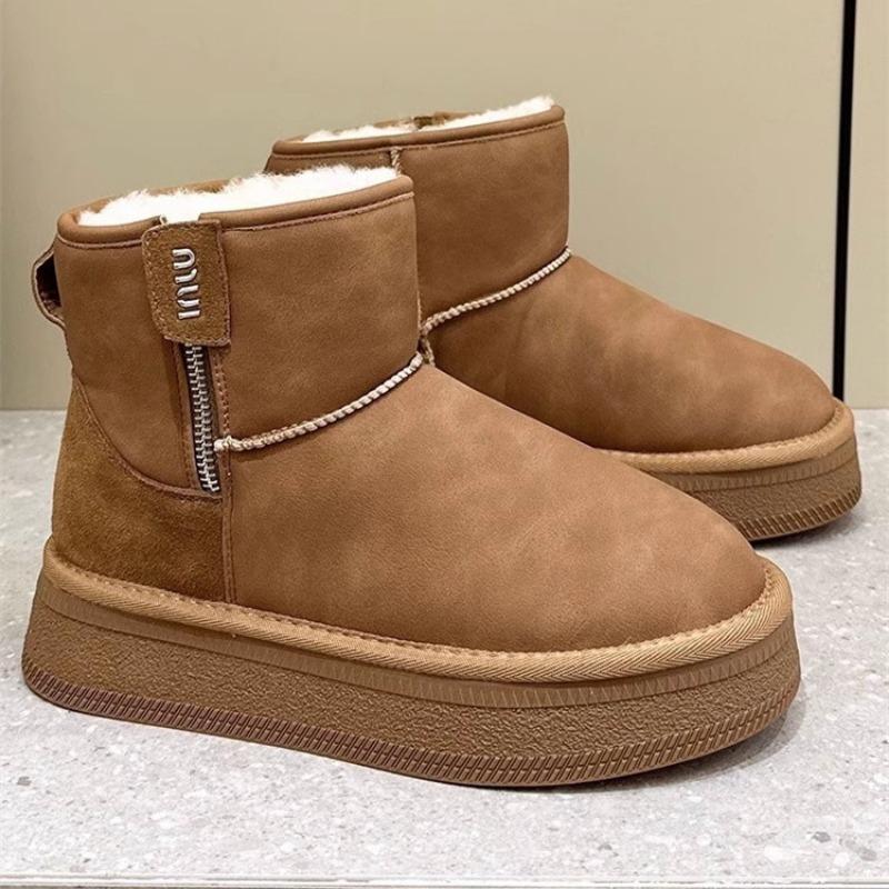

Женские короткие ботинки на платформе, зимние новинки, с боковой молнией, утепленные короткие снежные хлопковые ботинки 40 коричневый