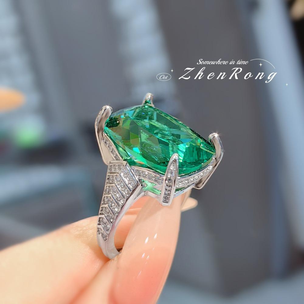 Exquisites königsblaues Anhänger-Fett-Quadrat-Edelstein-Ohrring-Paraiba-Ring-Grüner-Diamant-Schmuckset für Damen