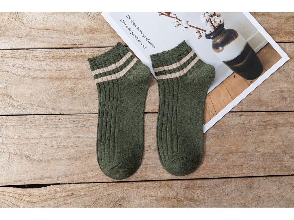 Men's Four Seasons Double Stripe Japanese Style Low-Cut Sporty Socks