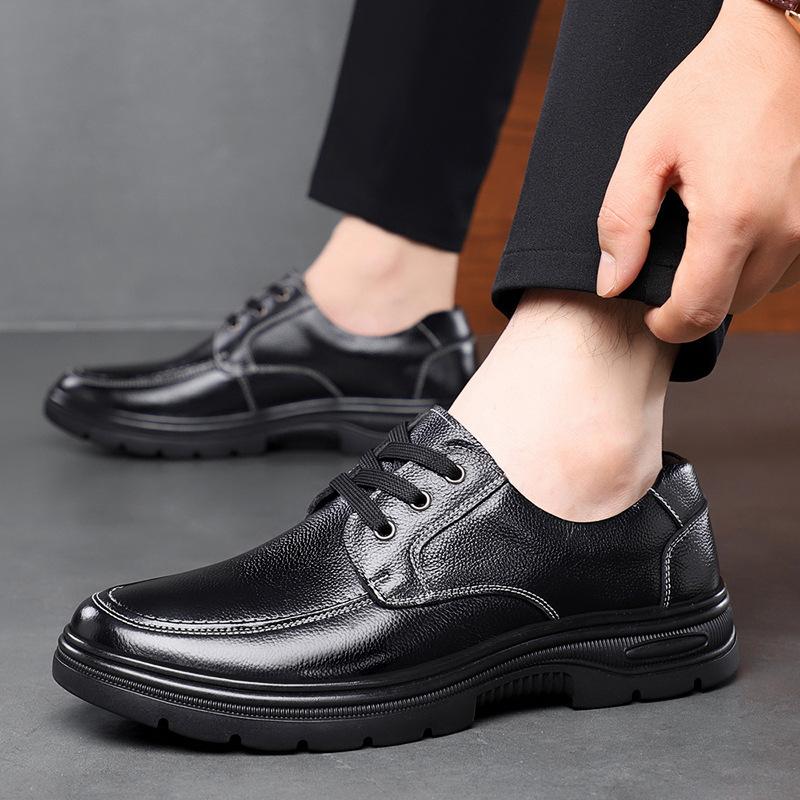 The First Layer of Cowhide Men's Shoes Autumn New Men's Casual Leather Shoes Men's Fashion Breathable Shoes British Lace-up Single Leather Shoes