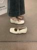 French Evening Shoes with Inner Height Increase Soft Leather Grandma Shoes Women's Versatile Commuter Wedge Heel White Single Shoes Mary Jane