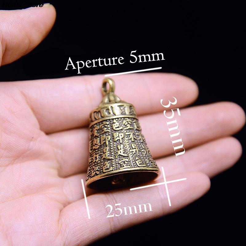1PC Bronze Artesanato Fundição Escritura Sino Botão Carro Sino de Vento Sino de Bronze Tibetano Presente Criativo Decoração de Casa Pingente