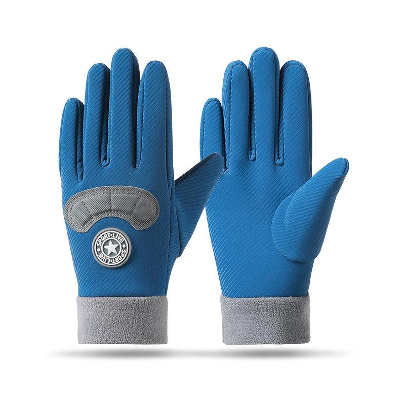 Children's Thermal Gloves Winter Middle and Older Children's Fleece Anti-skid Protection Windproof
