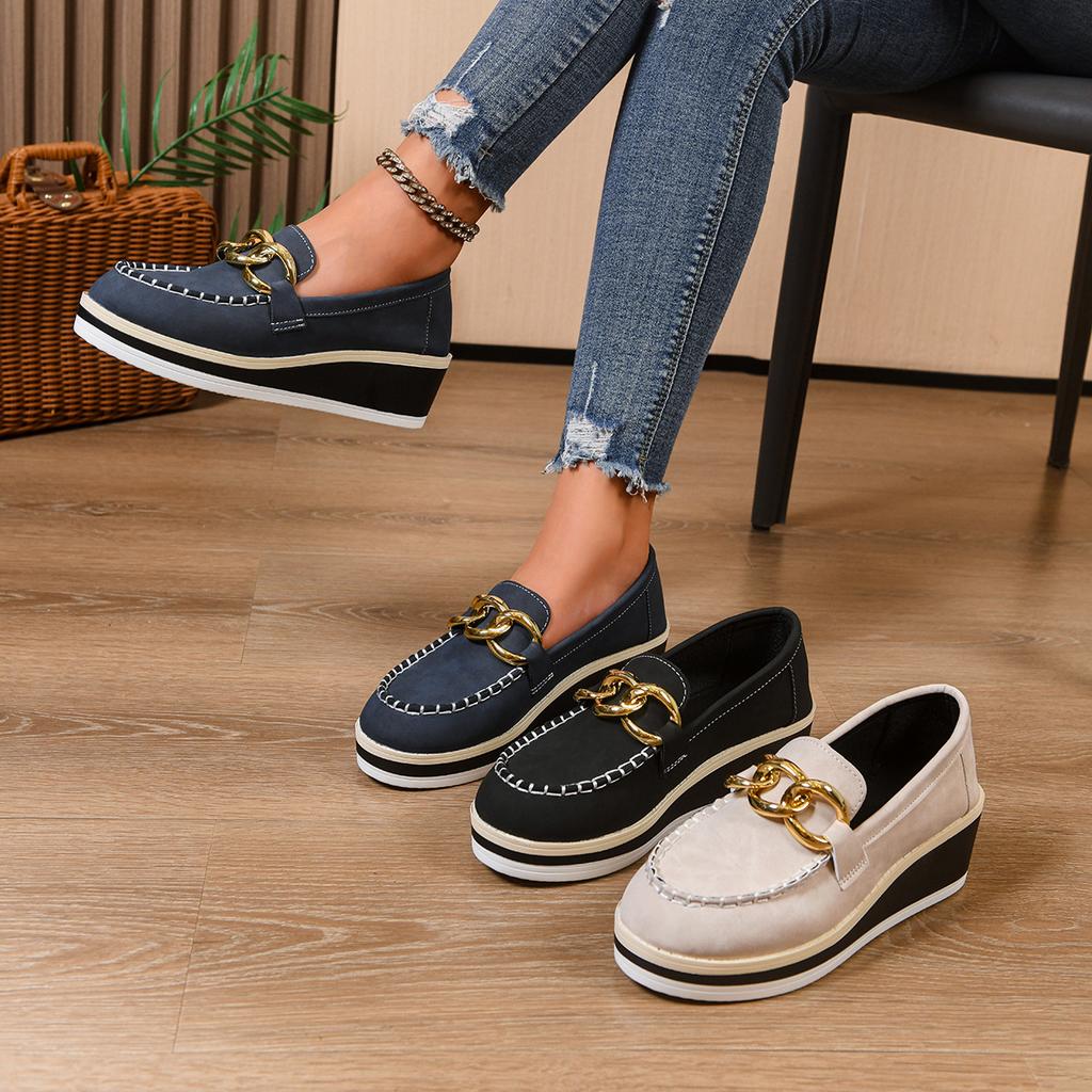 Plus Size Shoes for Women 36-43 Autumn Fashion Slip On Platform Wedges Comfortable Non-slip Flats Sneakers Women Footwear