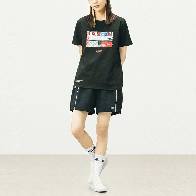 Vans T Shirts Women's Black Crew Neck Moderate Straight Fit VN0A5F1XBLK