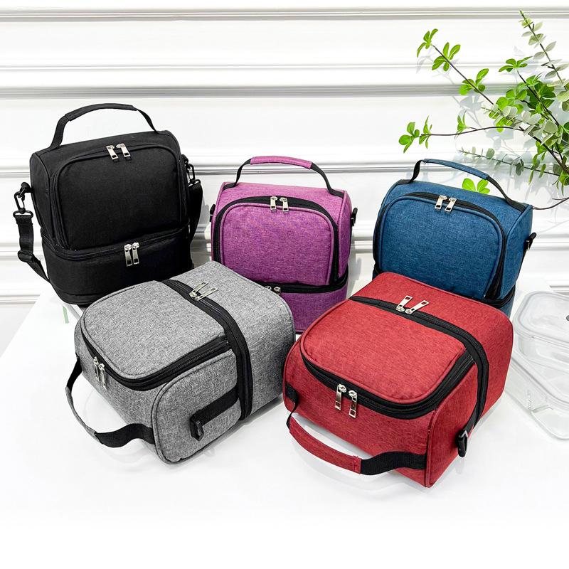 Borsa da picnic portatile a doppio strato Borsa da pranzo con isolamento termico per frigorifero Borse per alimenti Bento Contenitore da campeggio Dispositivo di raffreddamento per bevande