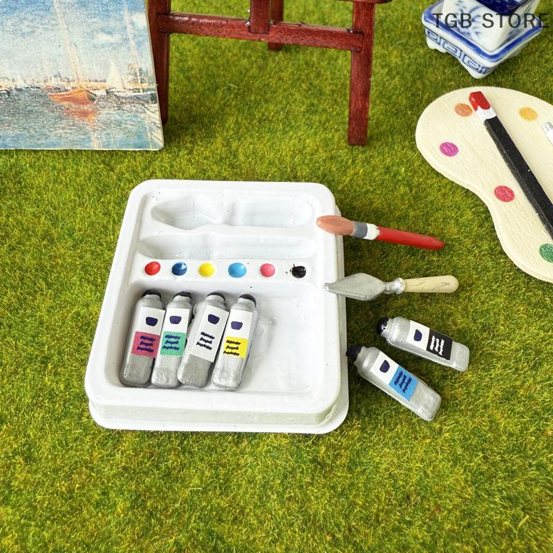 Miniature Watercolor Pencil Paint Box Lifelike Design Mini Paint Box Pretend Toys DIY Simulated Scene Model Play