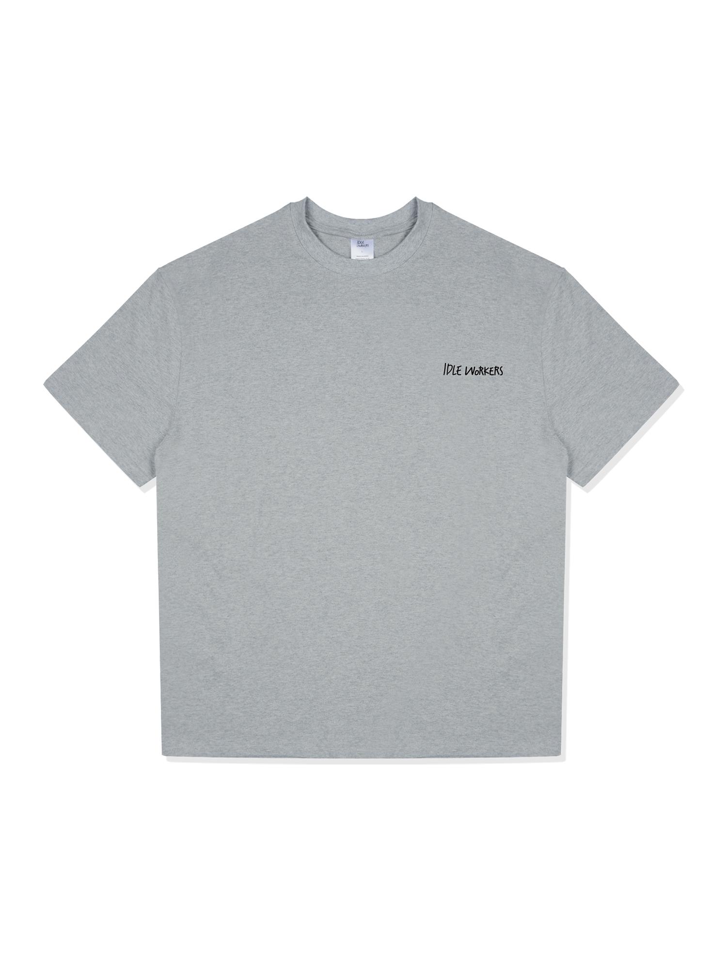 Idle Workers Single Authentic Logo Cotton Oversized Short Sleeve_Grey L
