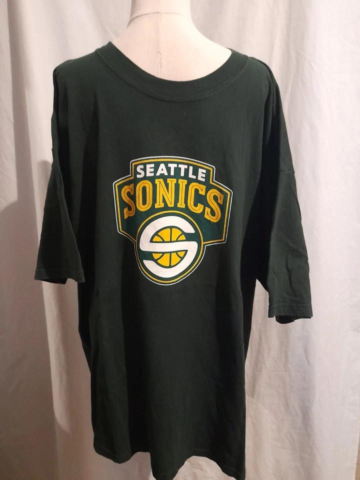 

Логотип баскетбольної команди Seattle Sonics Лісовий Зелений Графічний 90-х HN1700 Унісекс Футболка L