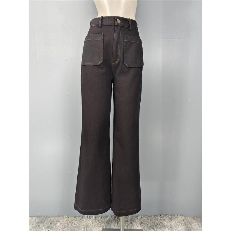 

Export in Home High Waist Slim Looking Fall New Arrival Easiest for Match Adult Lady like Woman Tall Elegance Beautiful Fashion Speaker Denim Pants Black L