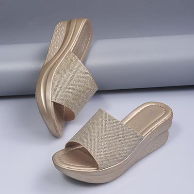 Women's Slippers Summer Outside Sequins Slipper Wedges 2026 New Roman Thick Sole Slope Heel Sandals Women Shoes
