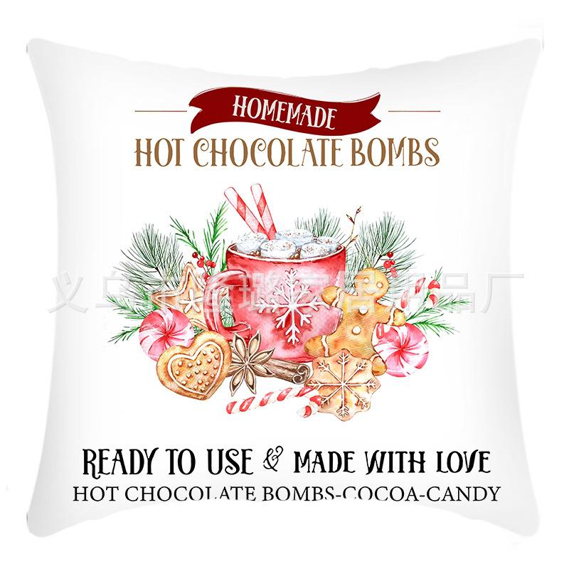 New Christmas Linen Pillow Cover Gingerbread Man Print Car Cushion Seat Pillow