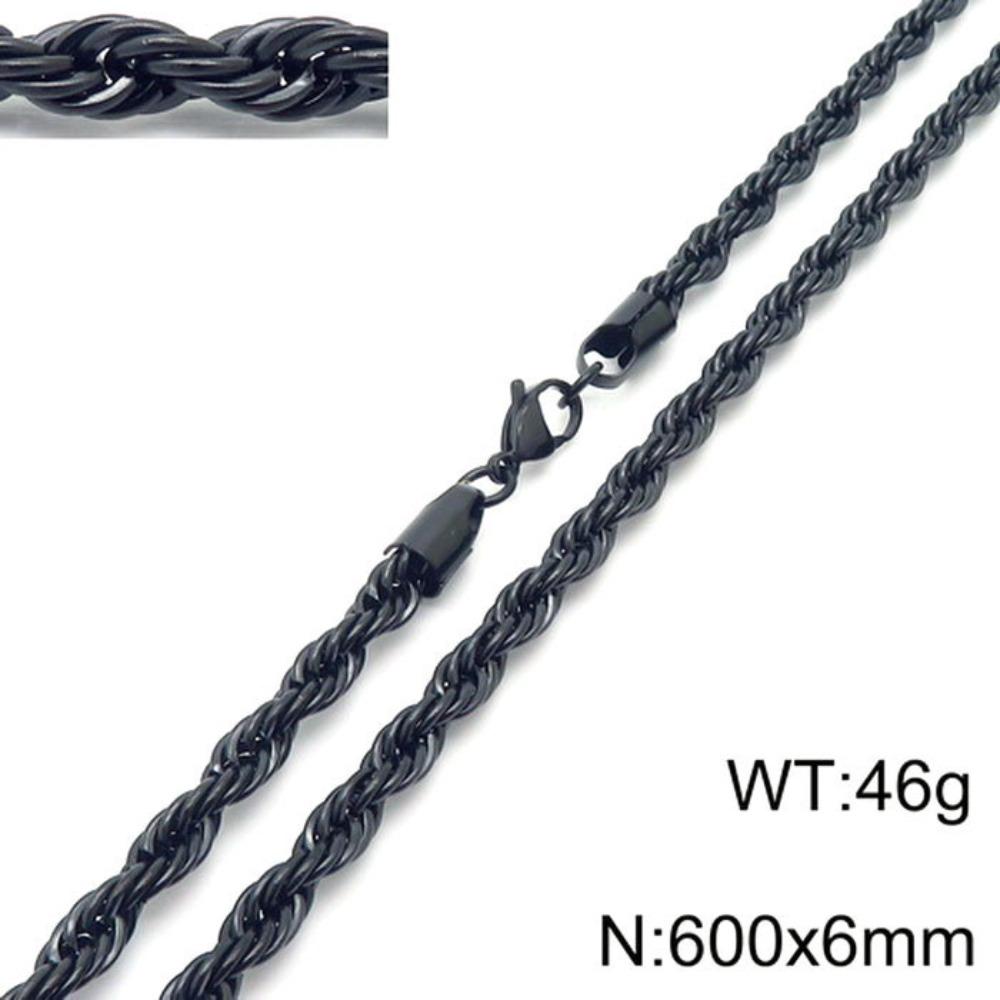 Hip-hop Style Vacuum Plating Black Titanium Steel Men's and Women's Winding Ladder Twist Necklace