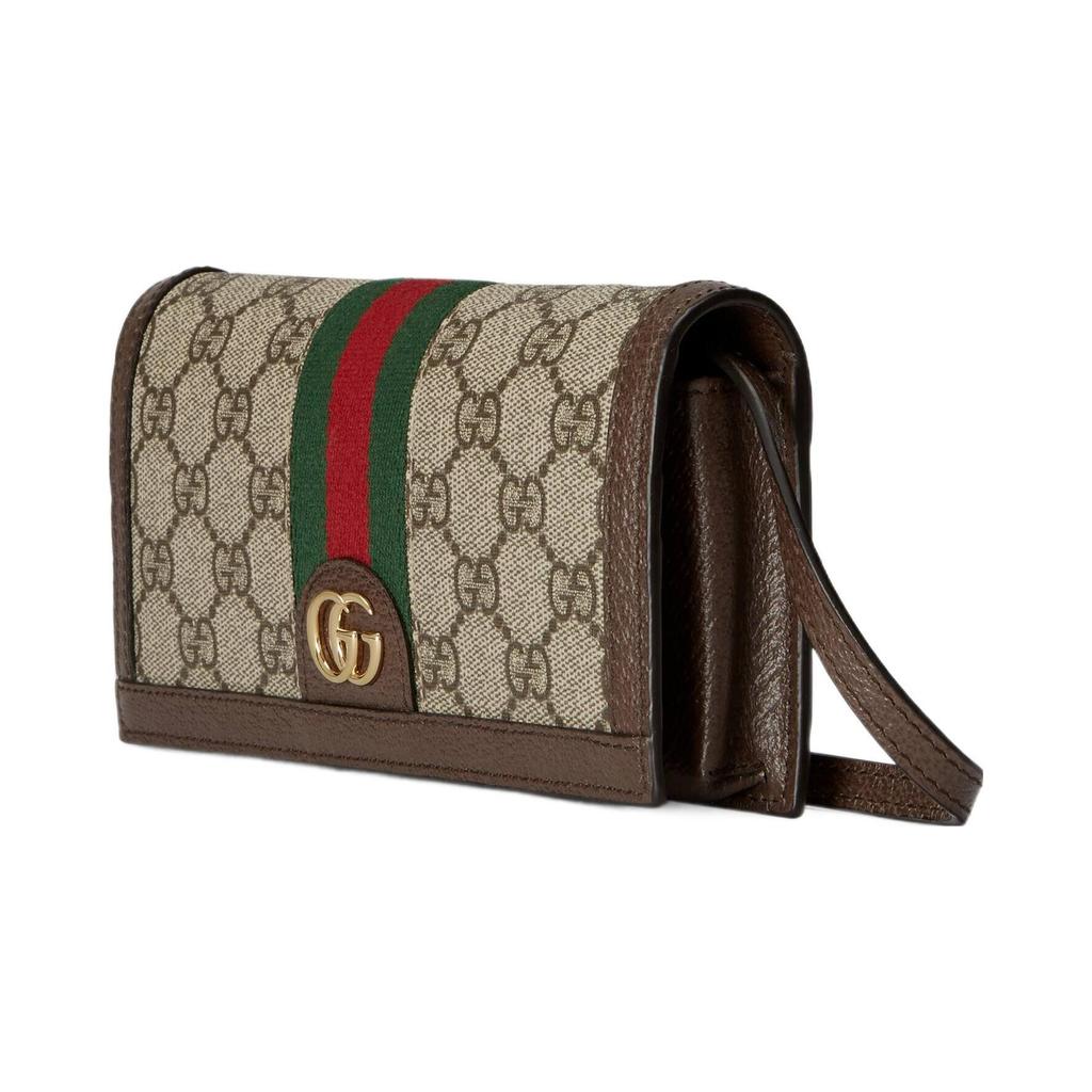 Gucci Ophidia Classic Monogram Print Snap Closure Adjustable Shoulder Strap Canvas And Leather Crossbody Wallet Women Wallet 723619-96IWG-8745