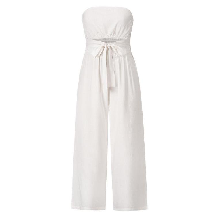 Women Slim Fit Backless Jumpsuit Set Straight Pants Spring Summer Outfit