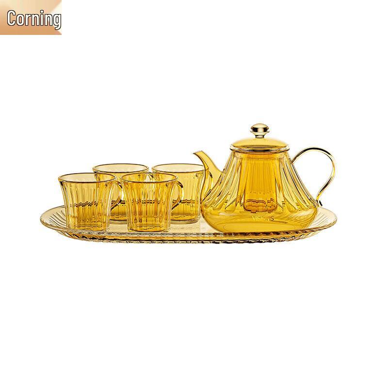 Corning Heat-Resistant Glass Teapot & Cup Set