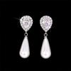 Huitan Bridal Imitation Pearl Drop Earrings New Trendy 2022 Women Earrings Luxury Zinc Alloy Color Cubic Zirconia Elegant Zircon