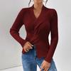 Women S Long Sleeve Solid Slim Fit Sweater With Ribbed Hem