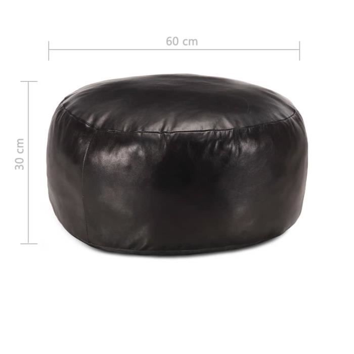 VidaXL Pouf 60 X 30 Cm Black Genuine Goatskin Leather