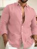 Men's Cotton Linen Long Sleeve Shirt Solid Relaxed Fit Casual Everyday Button Up Top