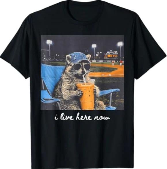 i Live here Now, Racoon Only Baseball Mama Style T-Shirt M