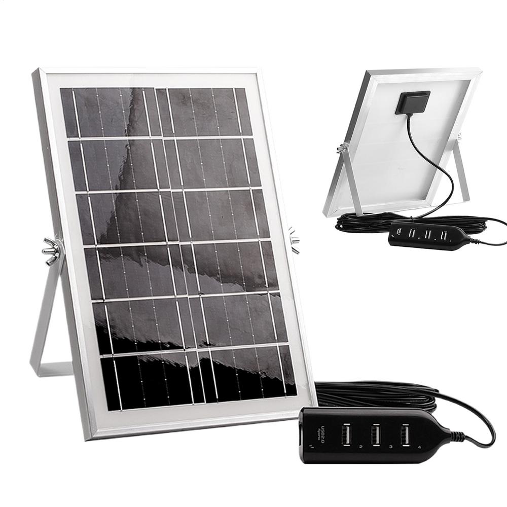 Solar Panel Charger Solar Panel USB Charger Outlet 4 USB Ports Outdoor Portable Solar Cell Plate for Outdoor Hiking and Camping