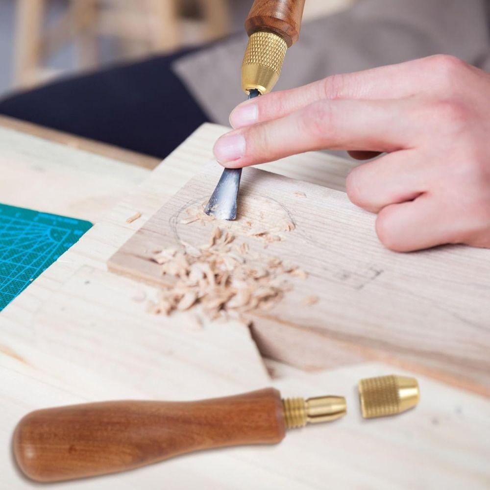 Ergonomic Brass Collet Wooden Handles Comfort Grip Universal Screwdriver Handle DIY Wood File Handle Woodworking